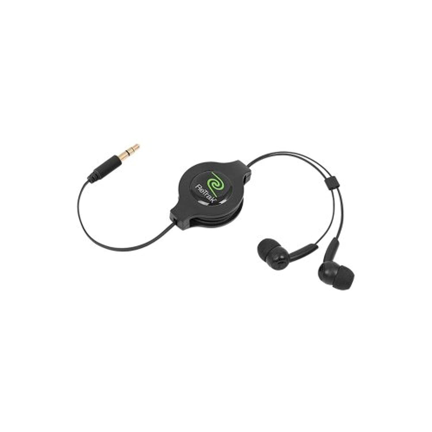 ReTrak Retractable Stereo Earphones, Black (ETAUDIOBUD)