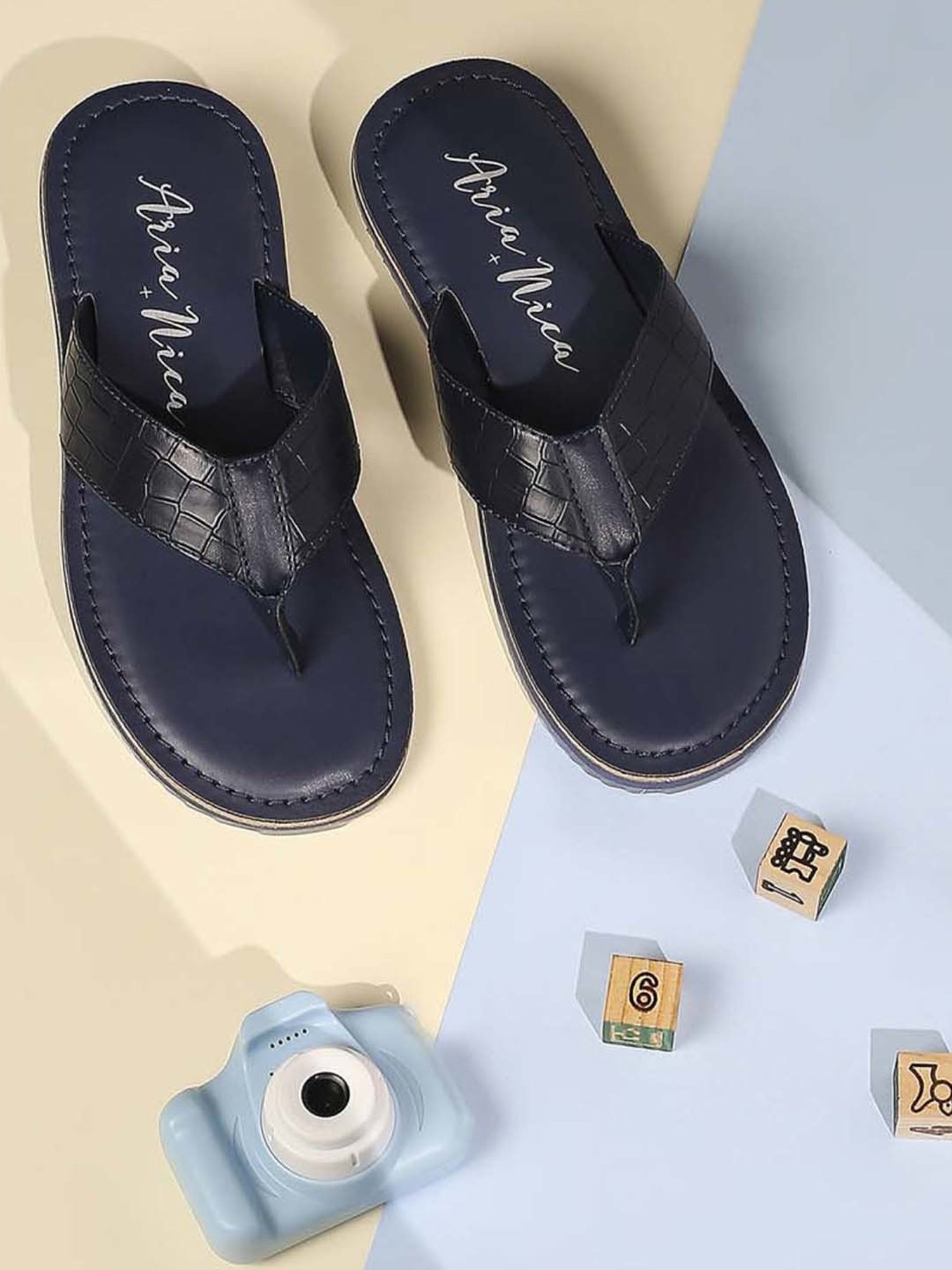 Aria Nica Kids Justin Navy Flip Flops