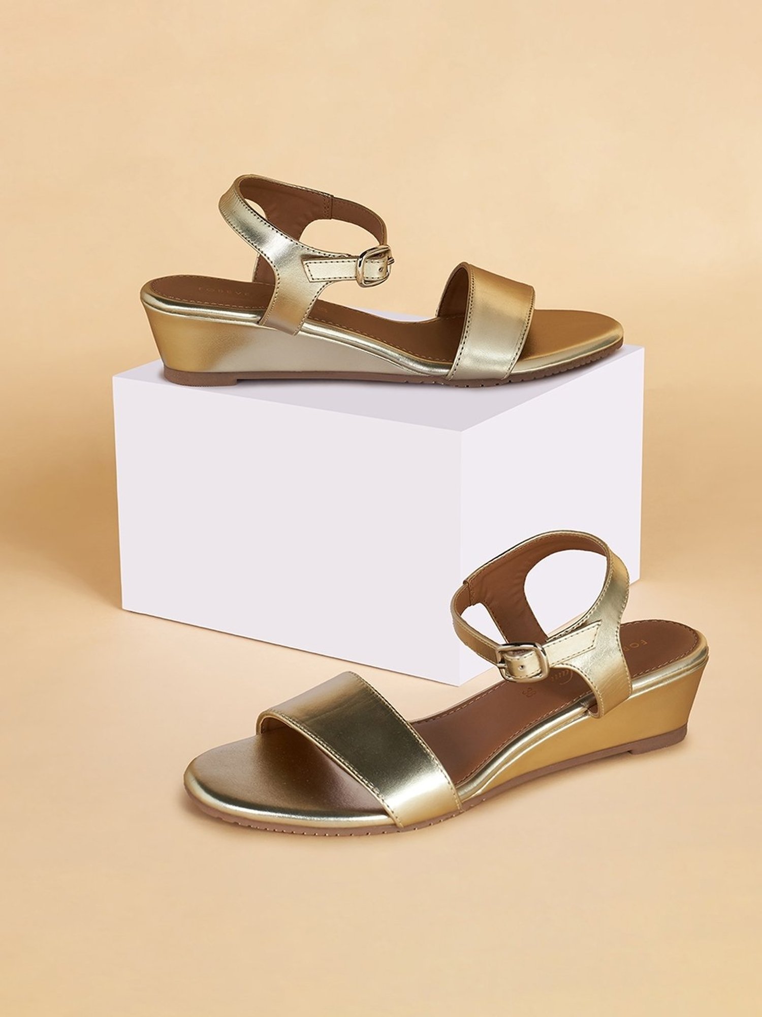 Forever Glam by Pantaloons Women's Grey Ankle Strap Wedges