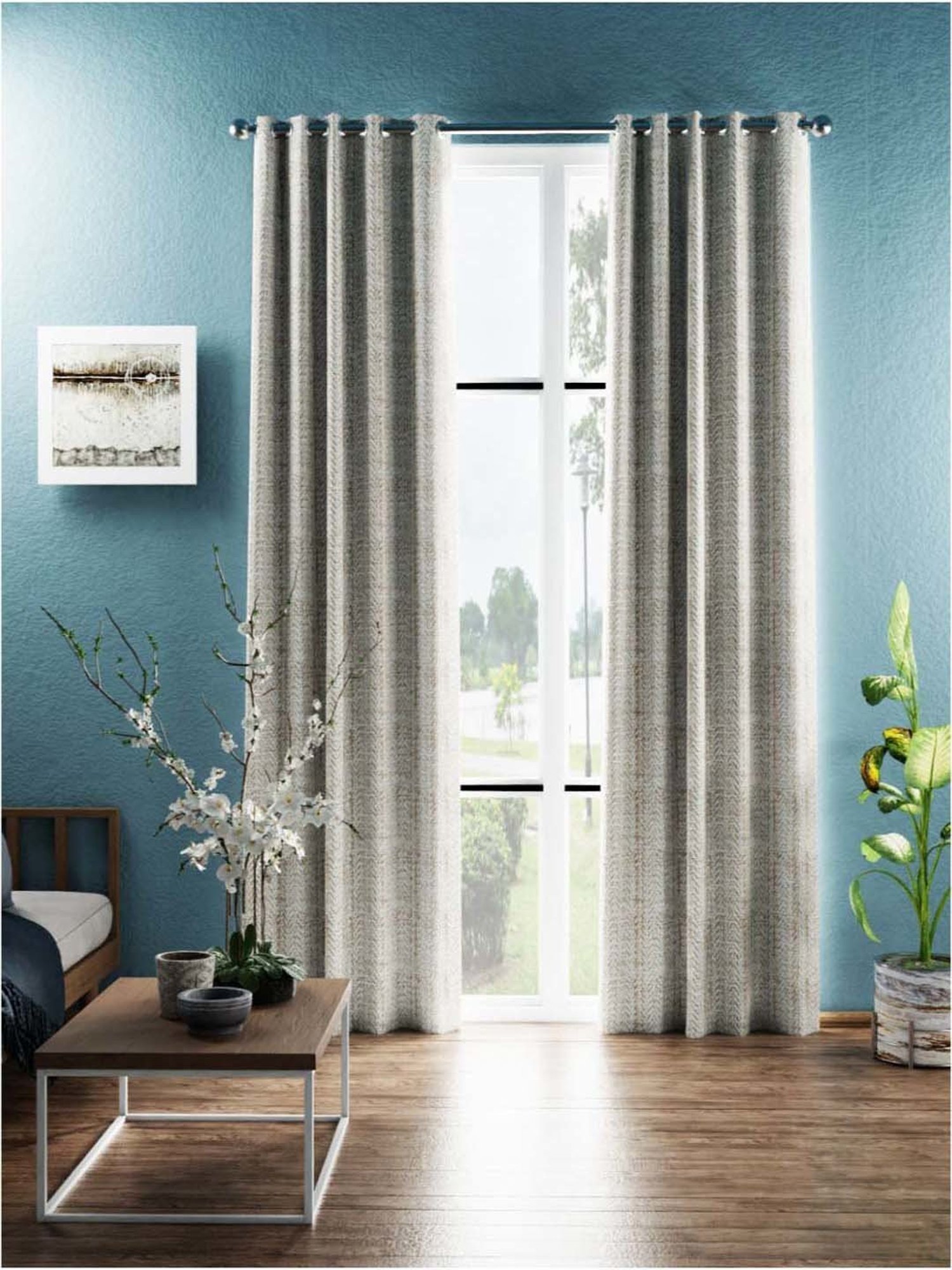 Bianca D`ROMANIO Silver Faux Silk 9 Ft. Long Door Curtain - Set of 2