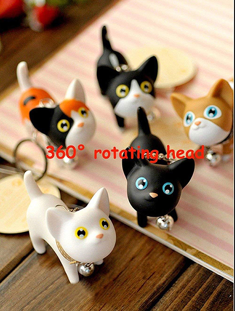 Cat Keychain, Cute Kitty Collar Bell Keyring For Handbag Child Lover Gift