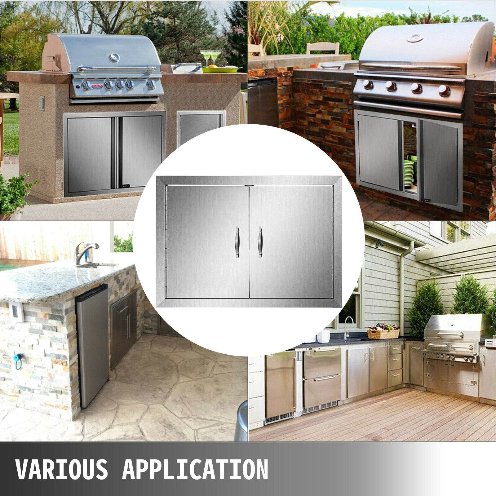 19" x 28" Stainless Steel BBQ Island Double Access Door for Outdoor Kitchen Use