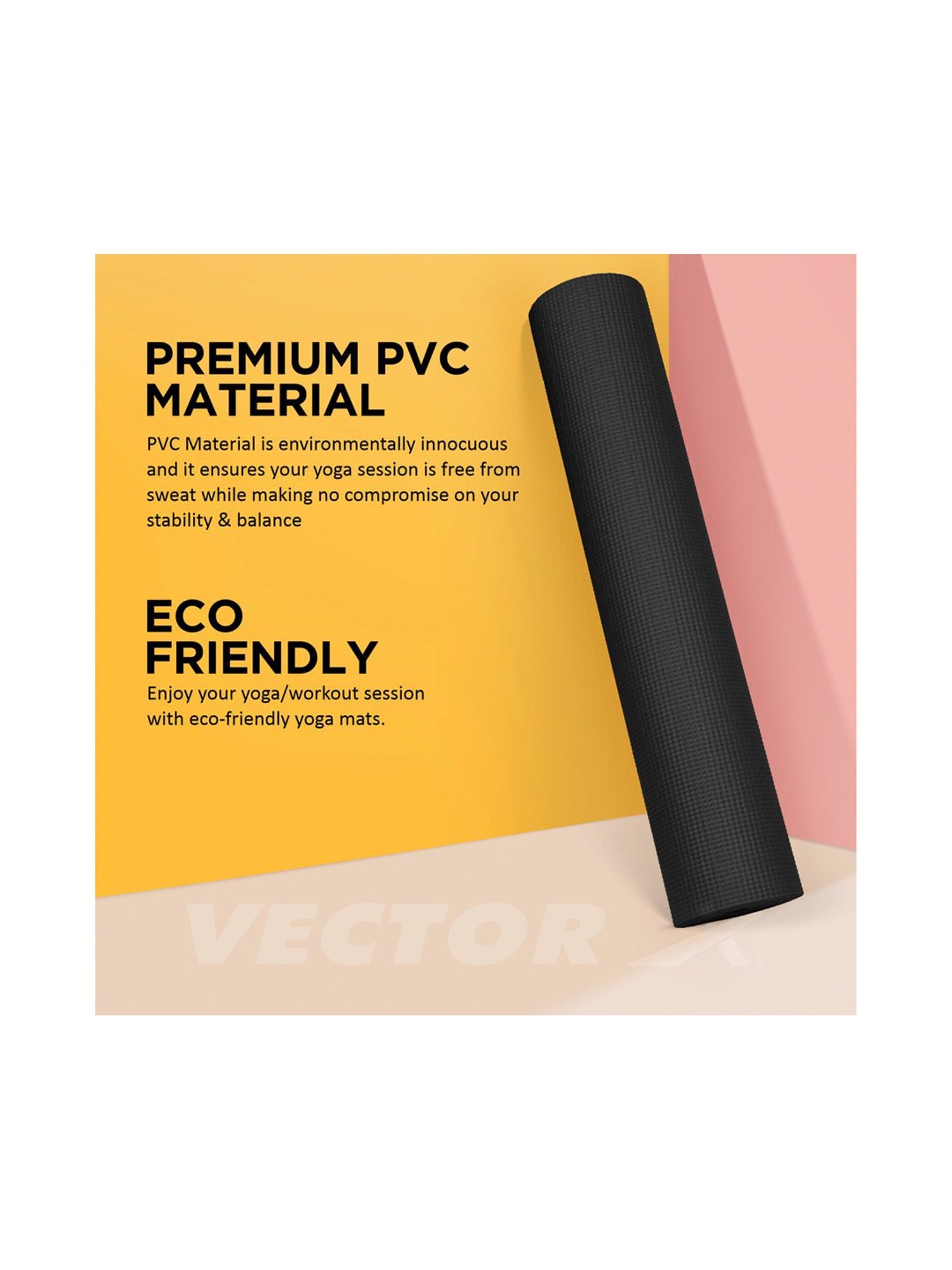 Vector X Non-Toxic Phthalate Free Yoga Matt (Black) Size - 4MM