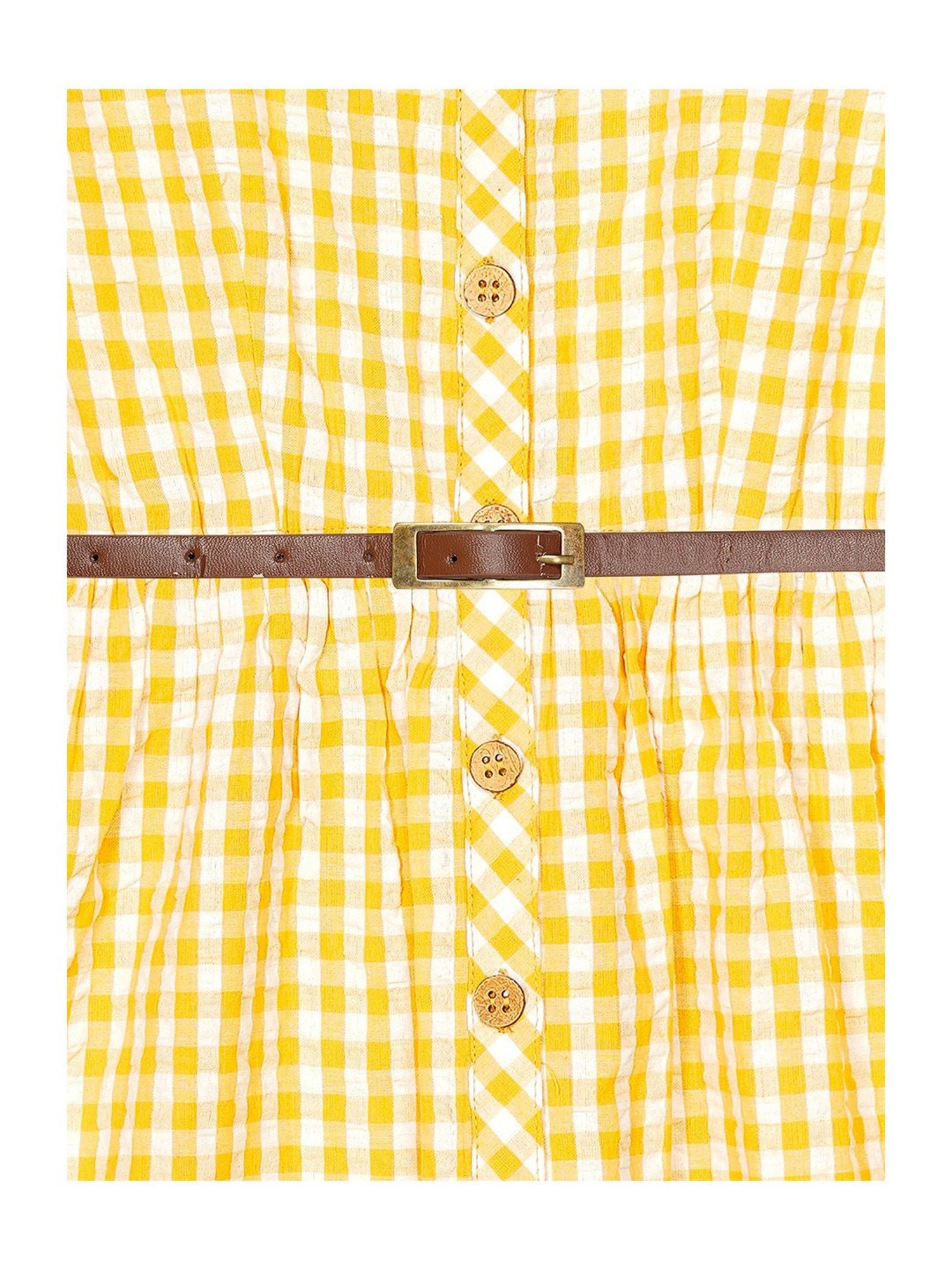 Budding Bees Kids Mustard Checks Shirt Dress