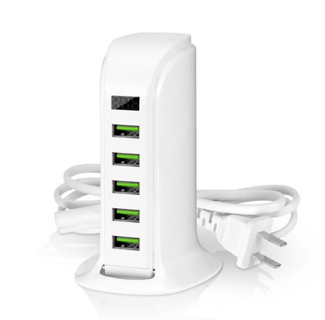 NW 1776 Android Apple Universal 5V4A Multi-port USB Charger 5USB Smart Digital Display Travel Charging Head