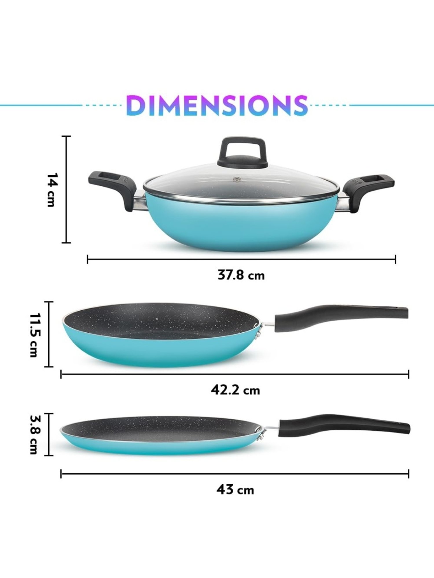 ?Borosil ?Blue ?Aluminium Pot & Pan Sets
