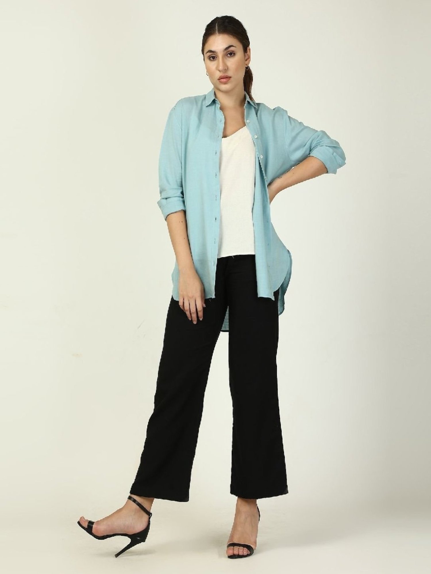 Saltpetre Blue And Black Jessica Shirt With Top And Pant