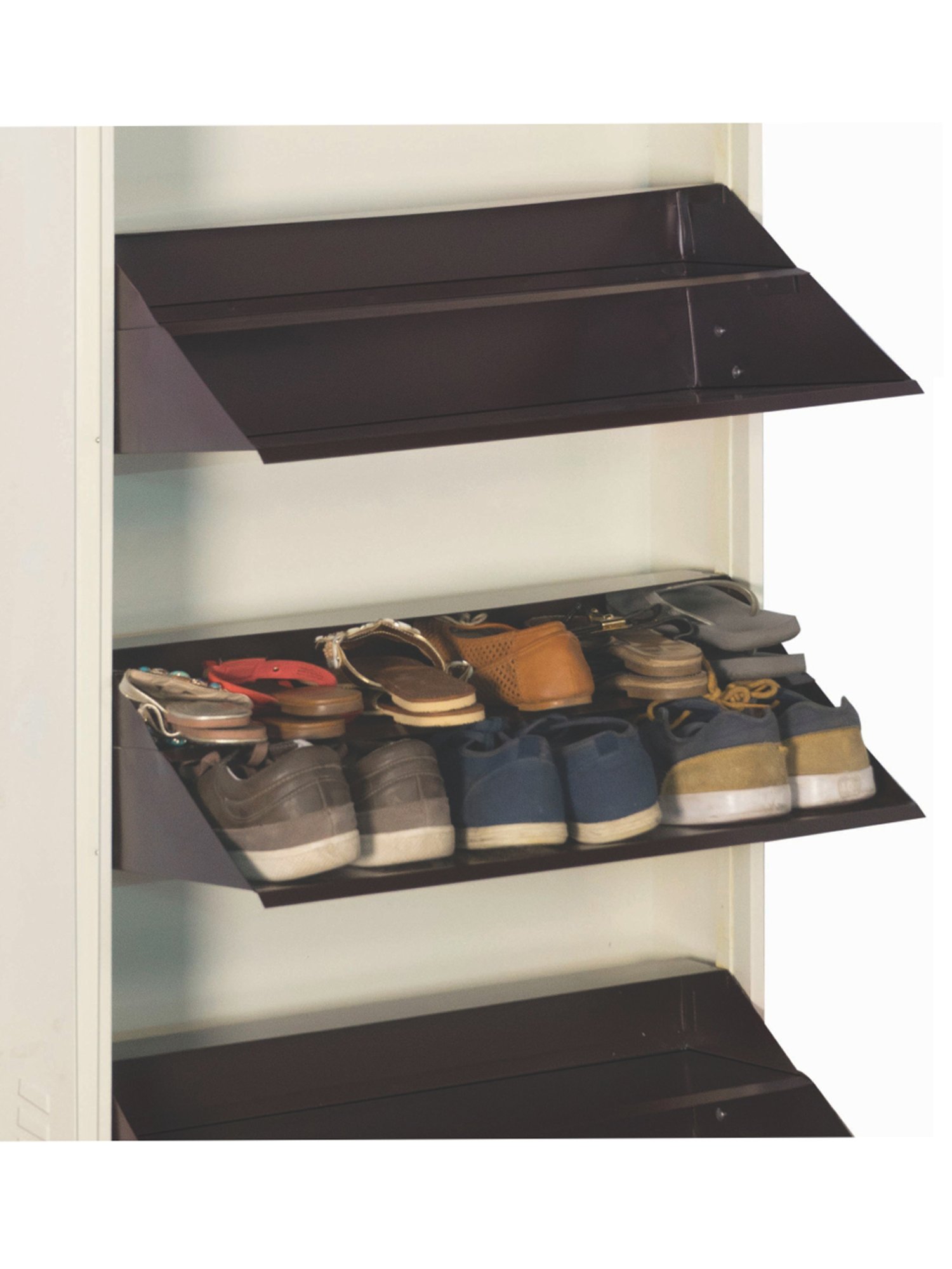 Delite Kom Metal Shoe Rack - 24" 6 Shelf, Double Decker, Ivory Coffee, PowderCoat, Wall Mount, DIY