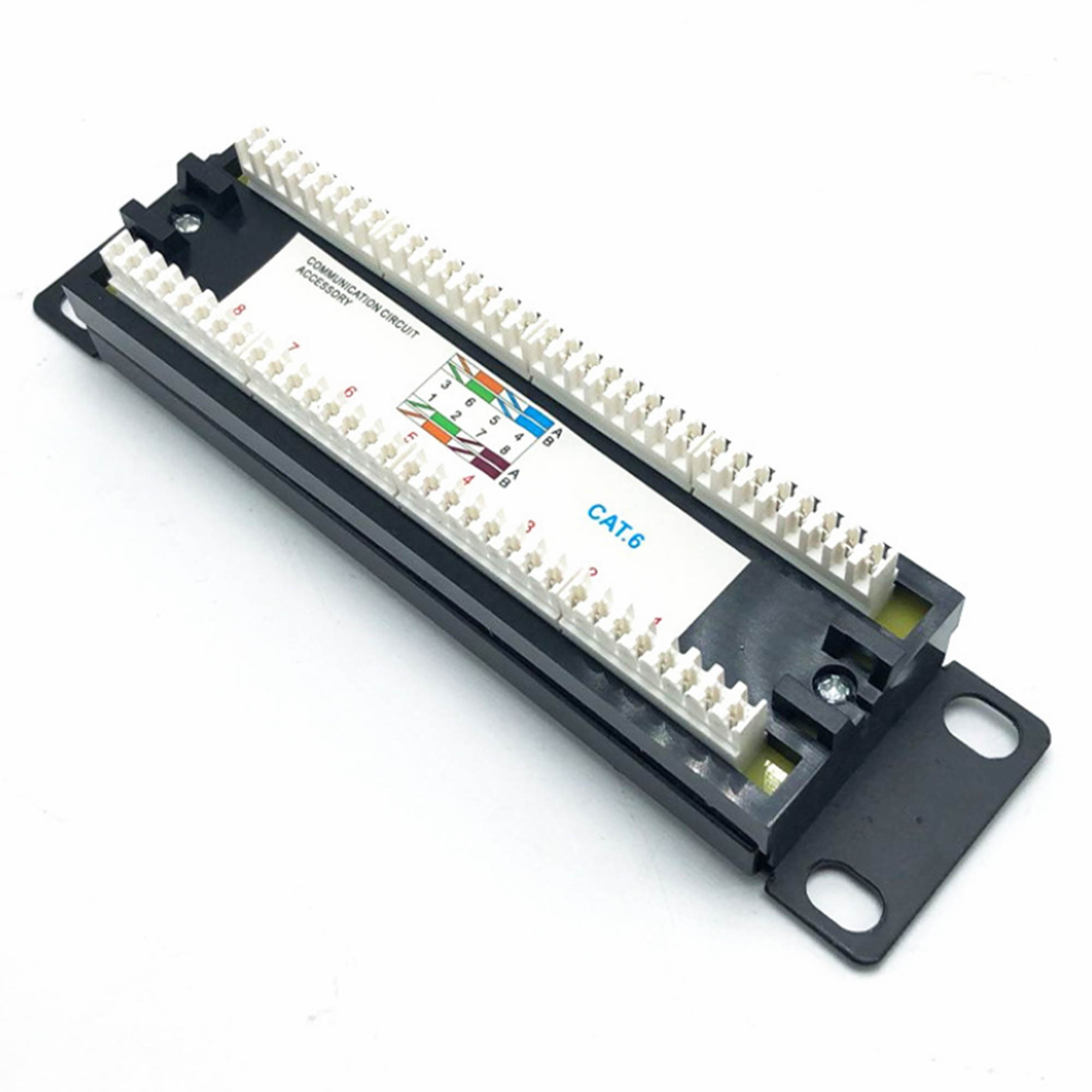 Yankok CAT6 8 Port Patch Panel Supports Back CAT5/5e Unshielded with Coded T568A/B Wiring for RJ45 Network Cables Rack/Wall Mount 1U (Come with Basic Termination Tool)