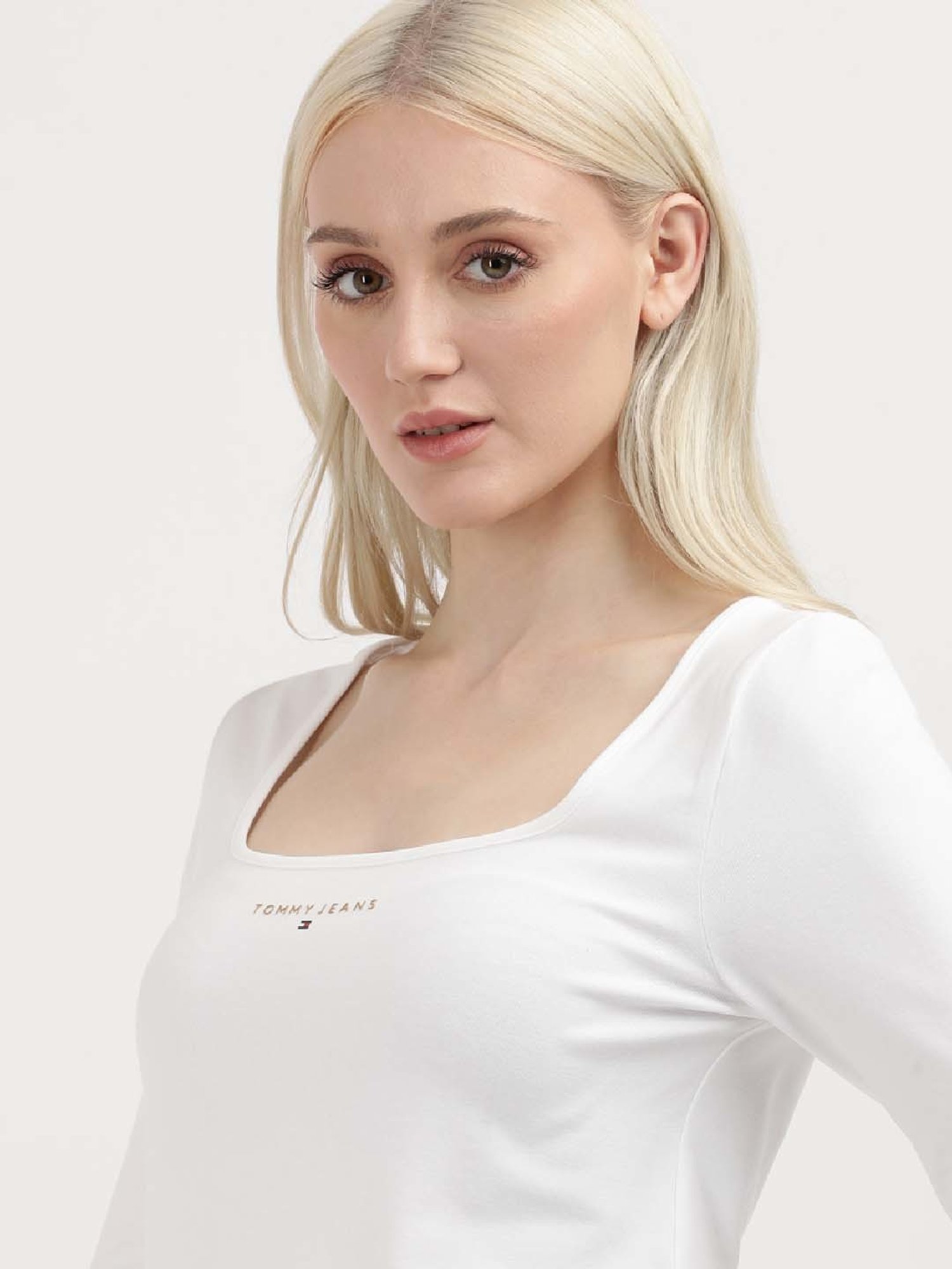 TOMMY HILFIGER White Cotton Logo Print Top