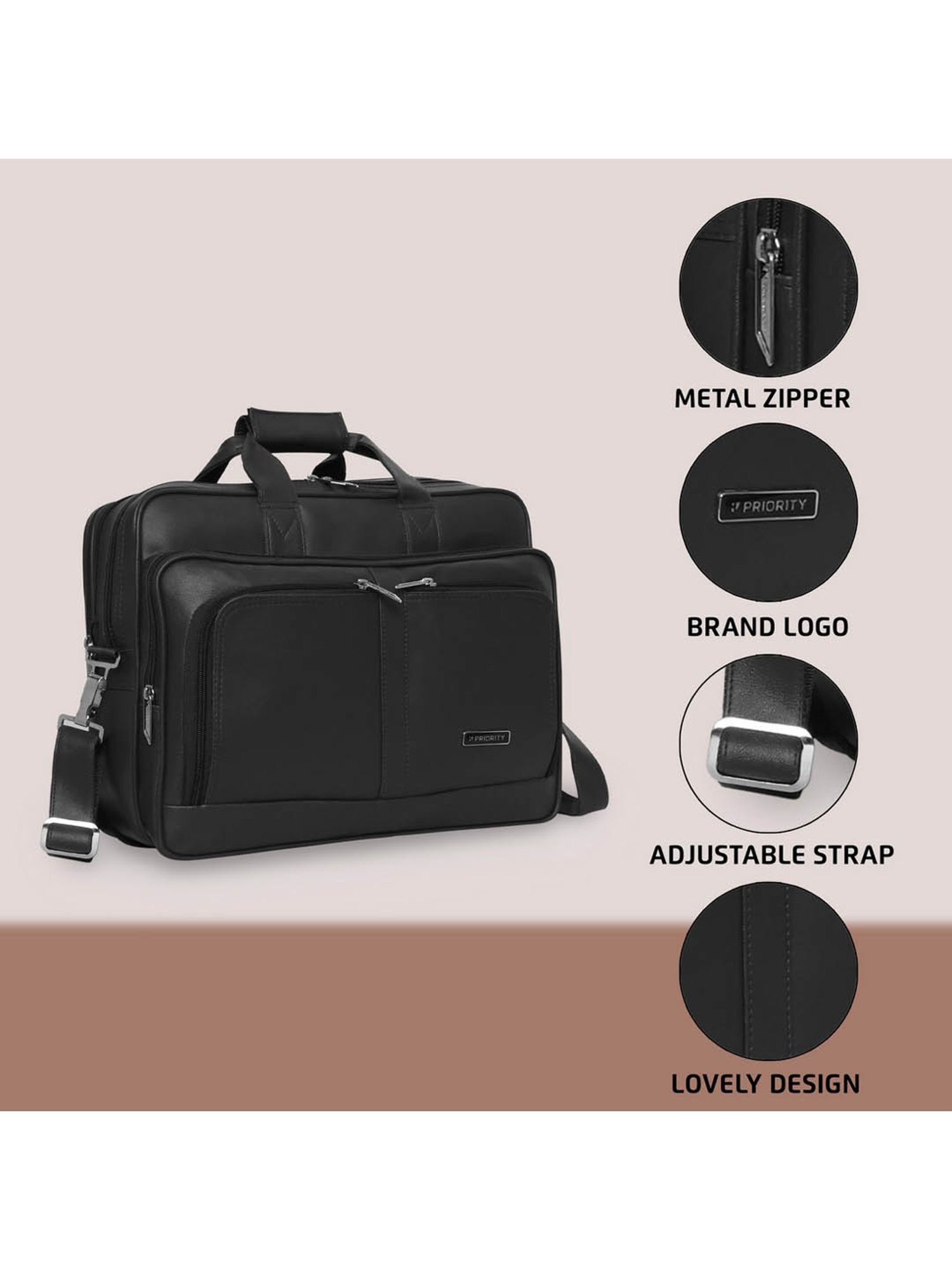 Priority Black Synthetic Large Messenger Bag