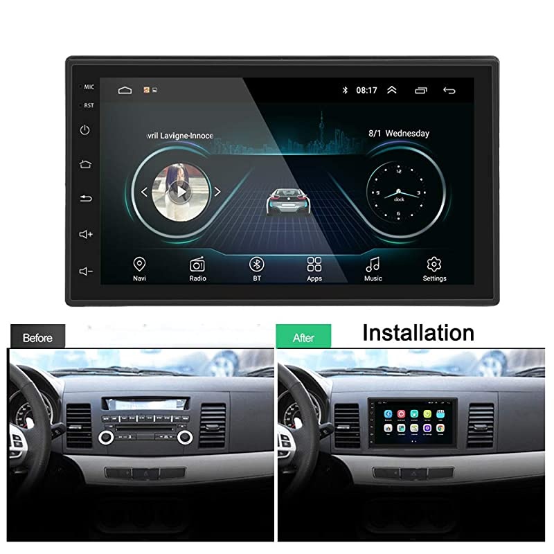 Double Din Car Radio GPS Navigation Android Car Stereo 7 Inch HD Touch Screen Car MP5 Player Dual USB AUX in Support Bluetooth WiFi GPS FM Radio AndroidiOS Mirror Link with Rear Camera