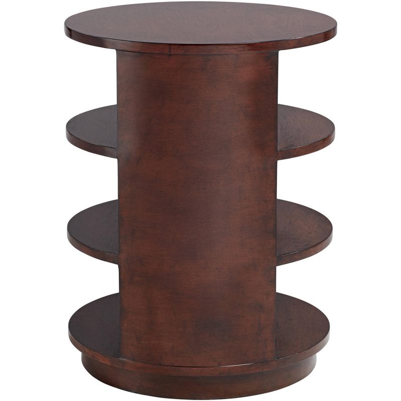 55 Downing Street Murphy 19 3/4" Wide Walnut Round Table with Side Shelves