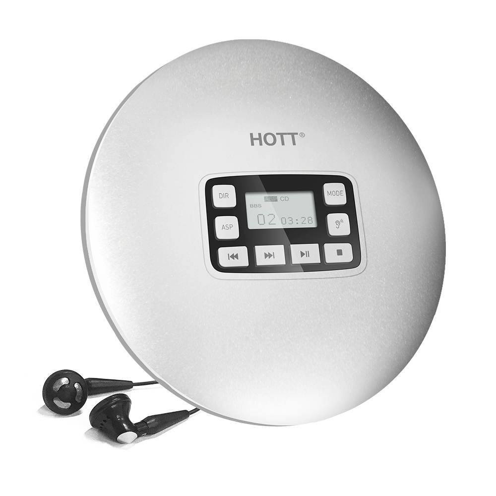 HOTT Portable CD Player Personal Compact Disc Player with LCD Display Stereo Earbuds and USB Power Adapter Electronic Skip Protection Anti-Shock Function