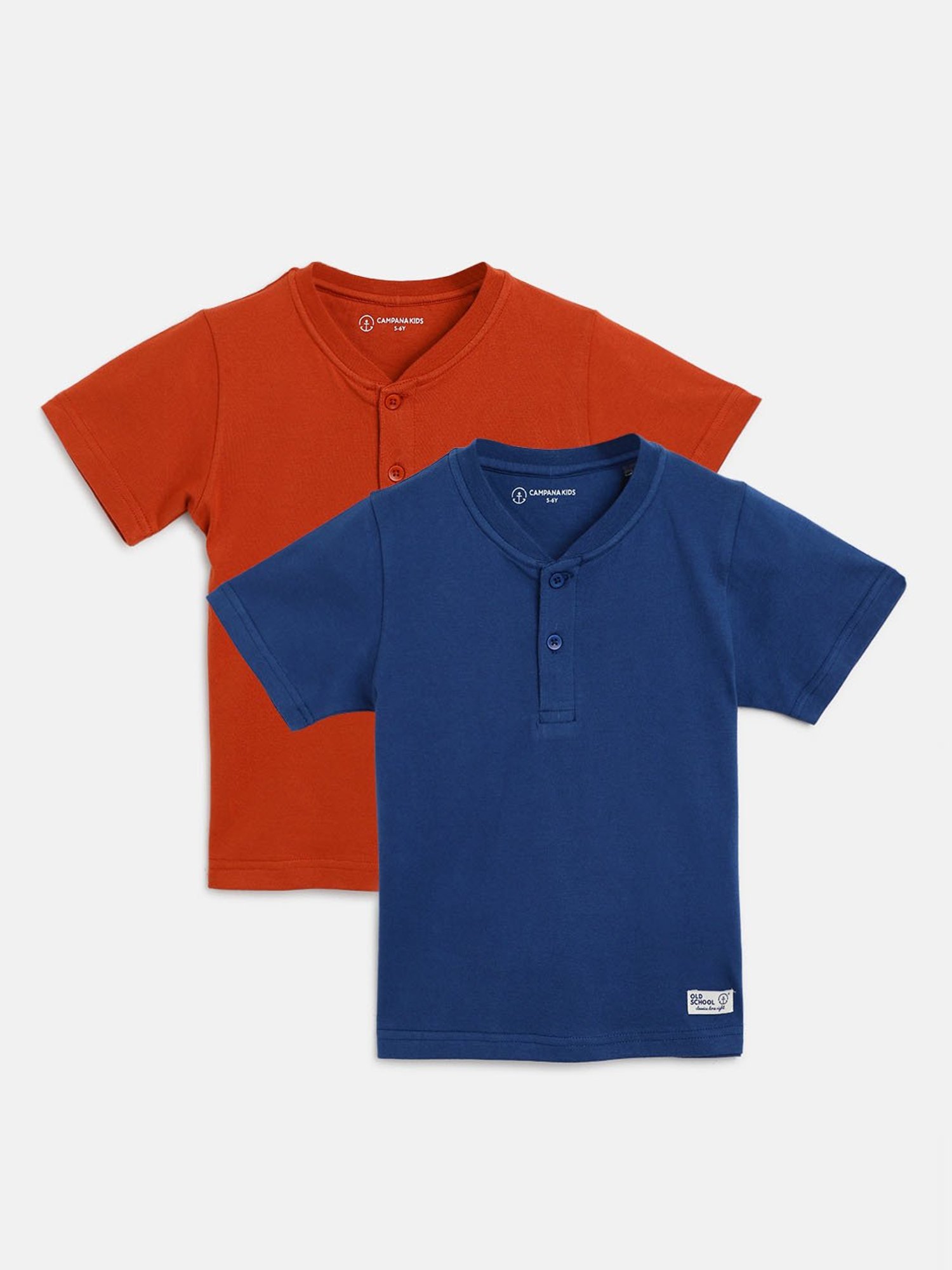 Campana Red & Blue Solid T-Shirt (Pack Of 2)