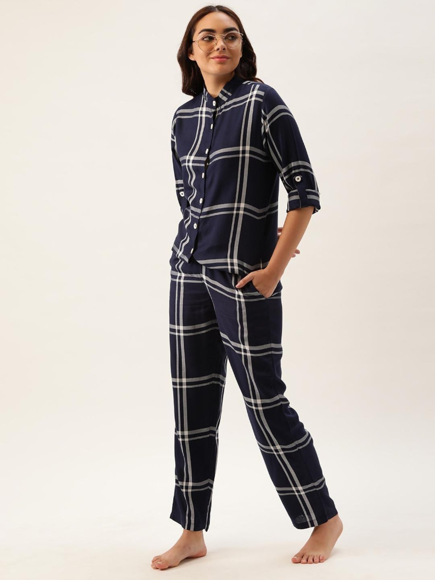 Clt.s Navy Checks Pajama Set