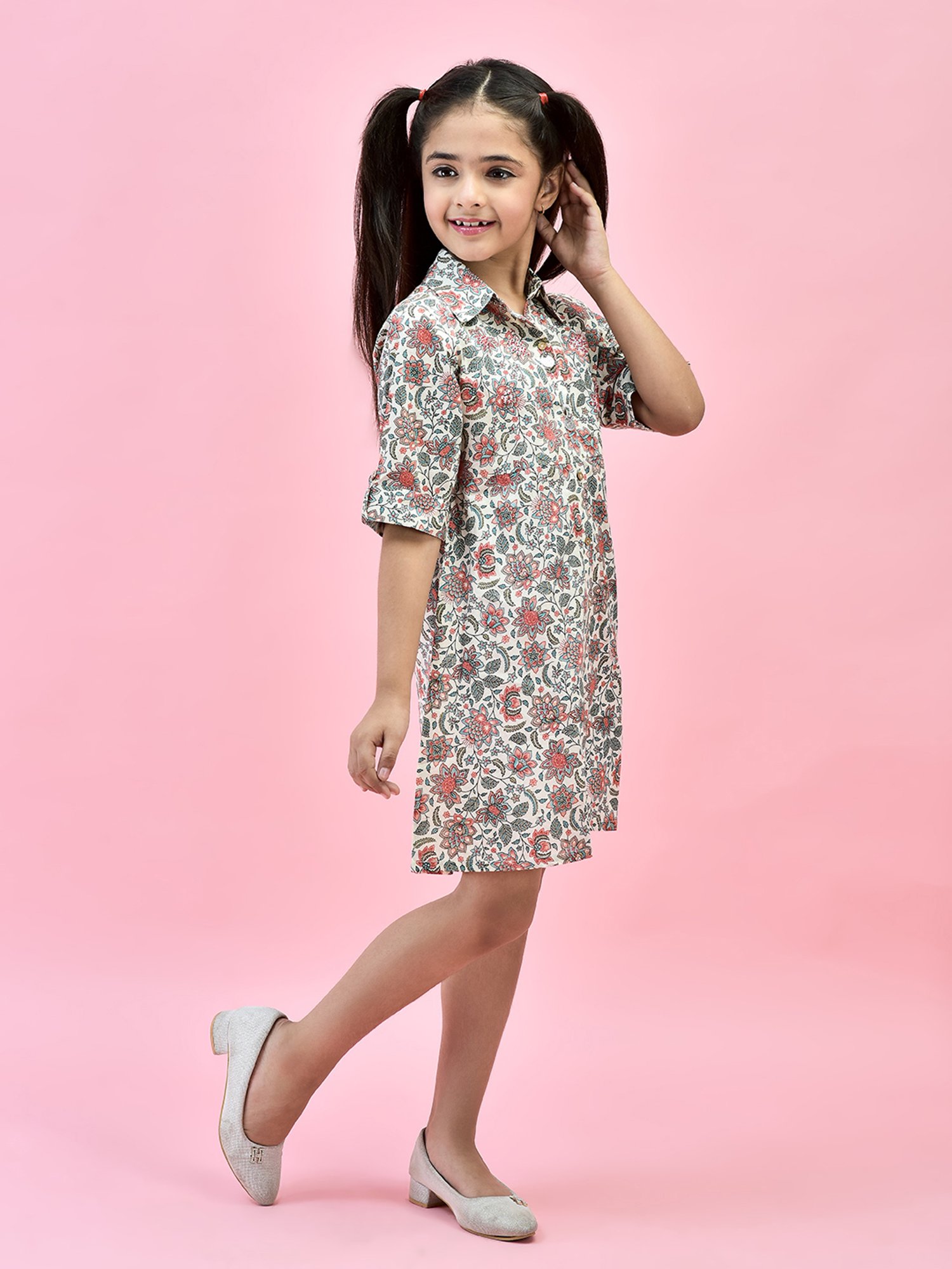 Juniper Girls Multicolor Floral Print Shirt Dress