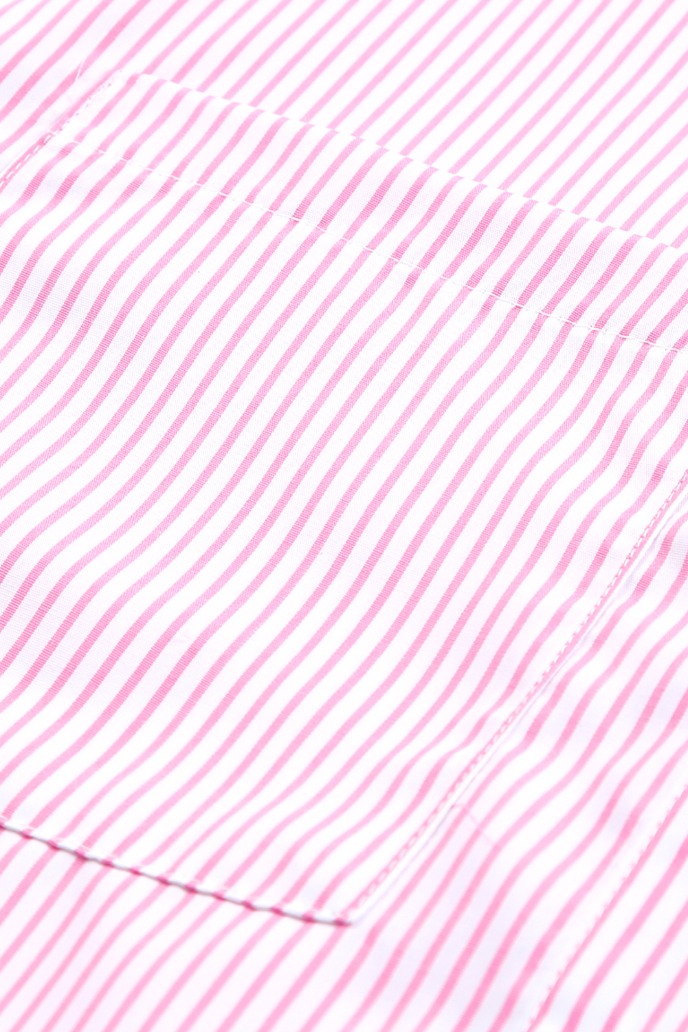 Pink Striped Casual Shirred Cuffs Shirt