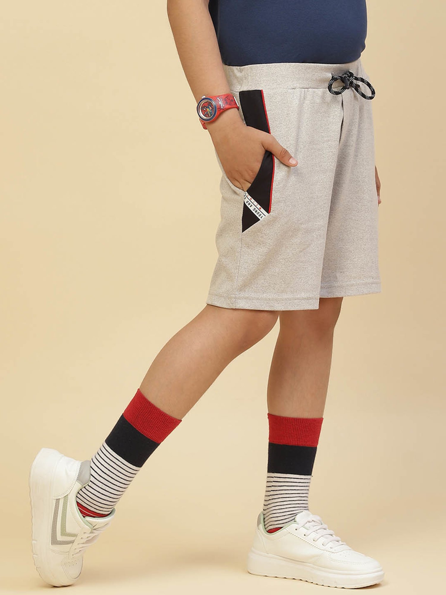 Monte Carlo Kids Grey Melange Textured Bermudas