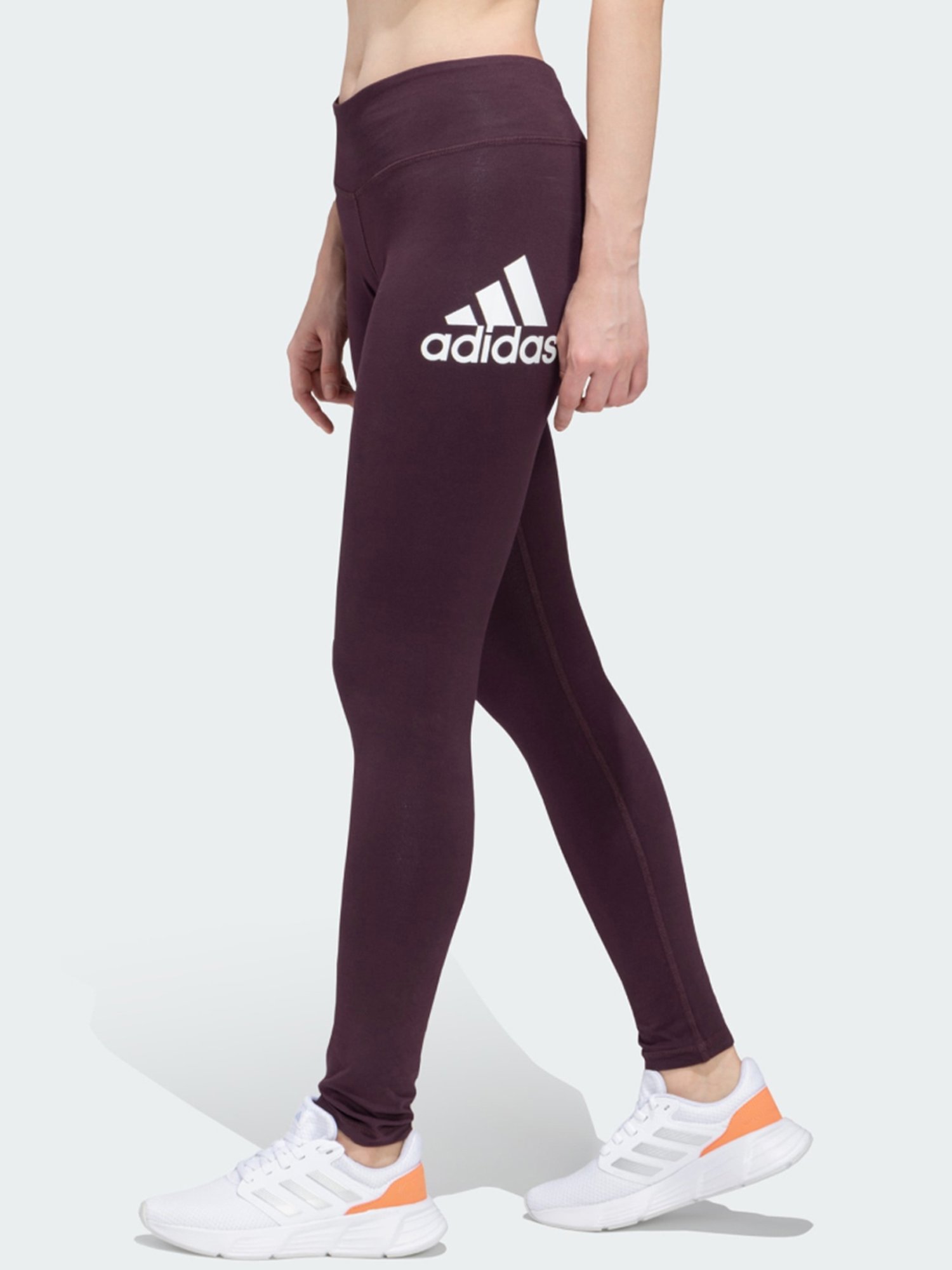 adidas Purple Cotton Logo Print Sports Tights