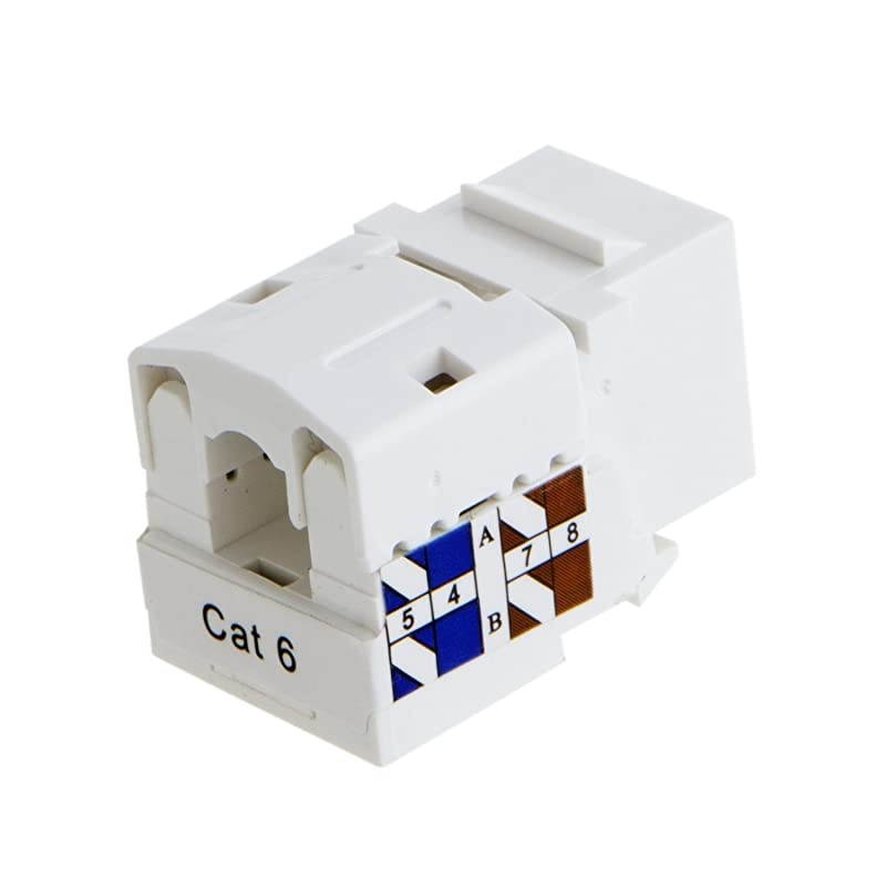 10-Pack Cat6 RJ45 Keystone Jack Module Connector Network Coupler Ethernet Wall Jack, White