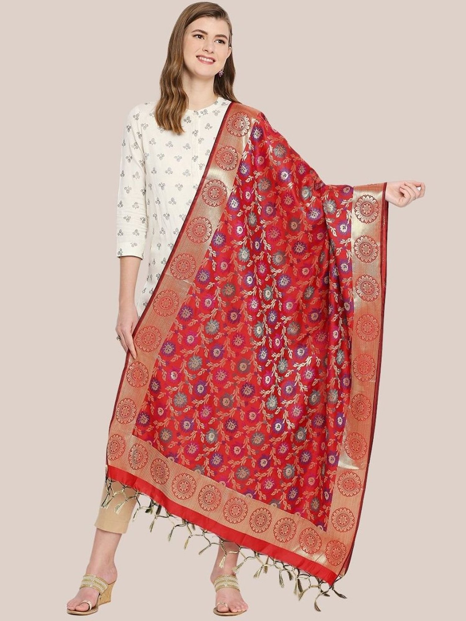 Stylum Red Plain Dupatta