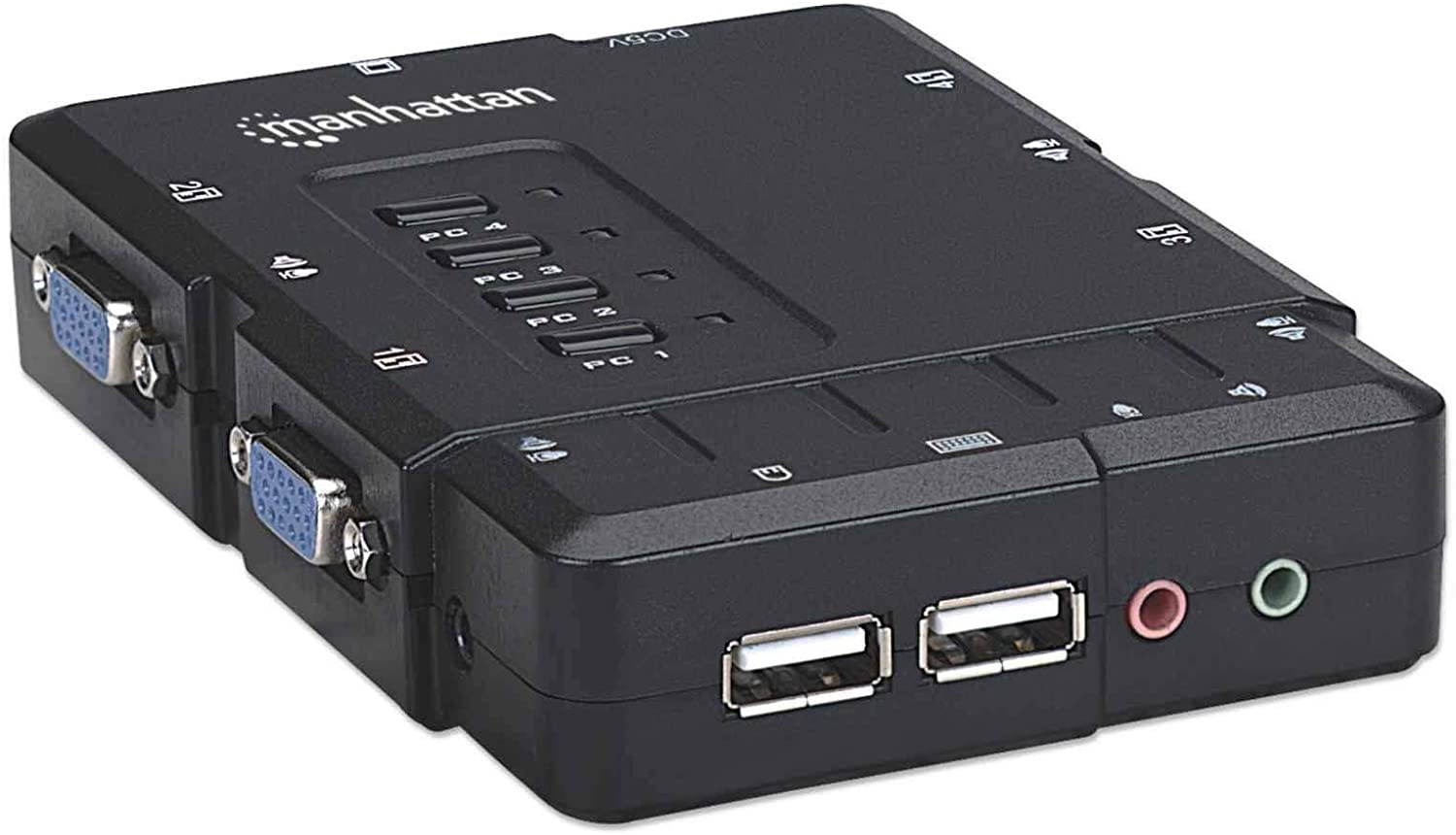 Manhattan 4Port Compact KVM Switch USB Audio with Cables (151269)