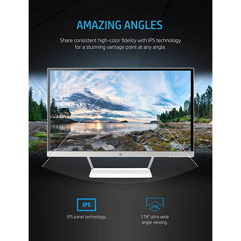 27er 27-Inch Full HD 1080p IPS LED Monitor with Frameless Bezel and VGA & HDMI (T3M88AA), White