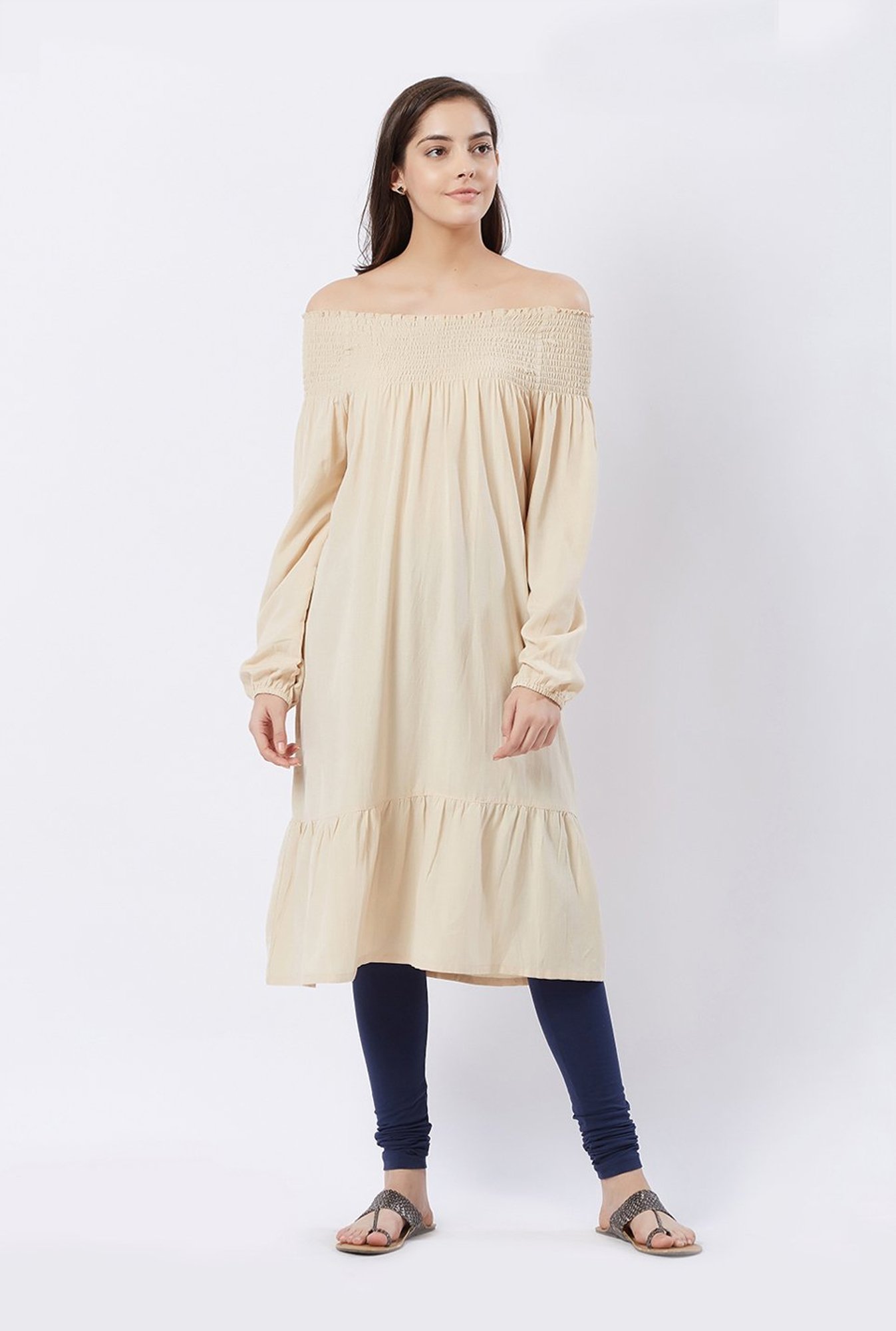 Fusion Beats Beige Regular Fit Kurta