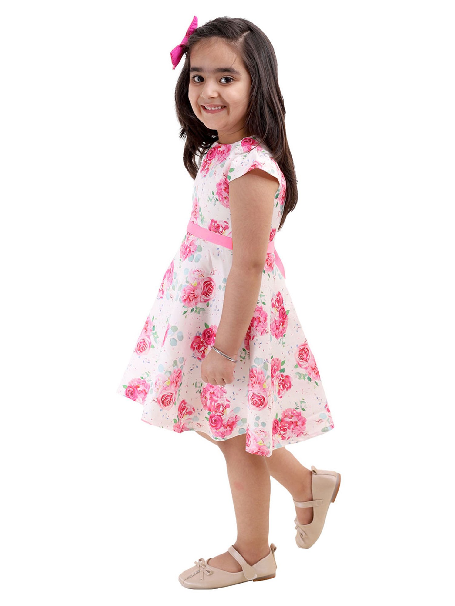 KidsDew Kids White Floral Print Dress