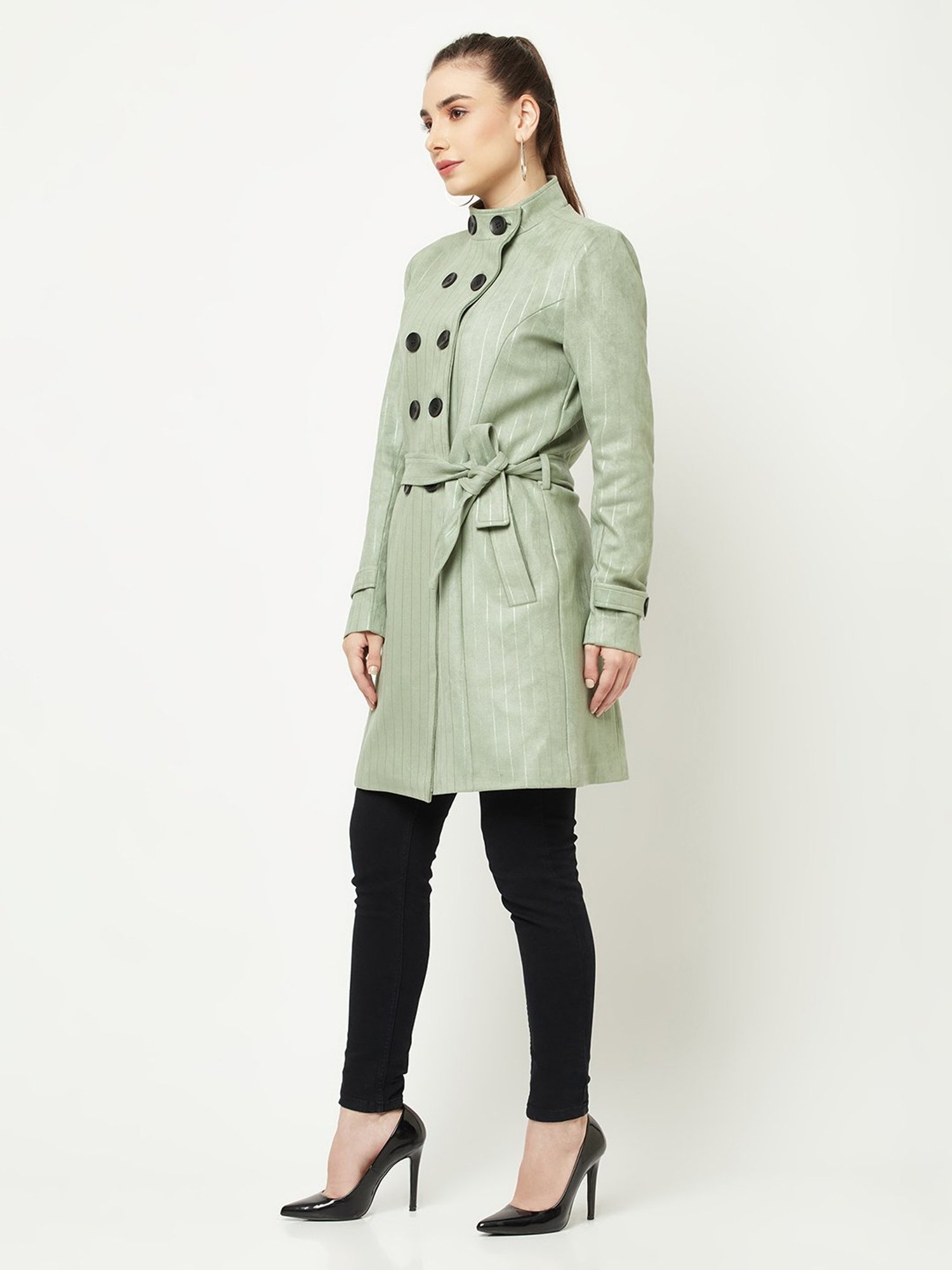 Crimsoune Club Green Striped Over-Coat