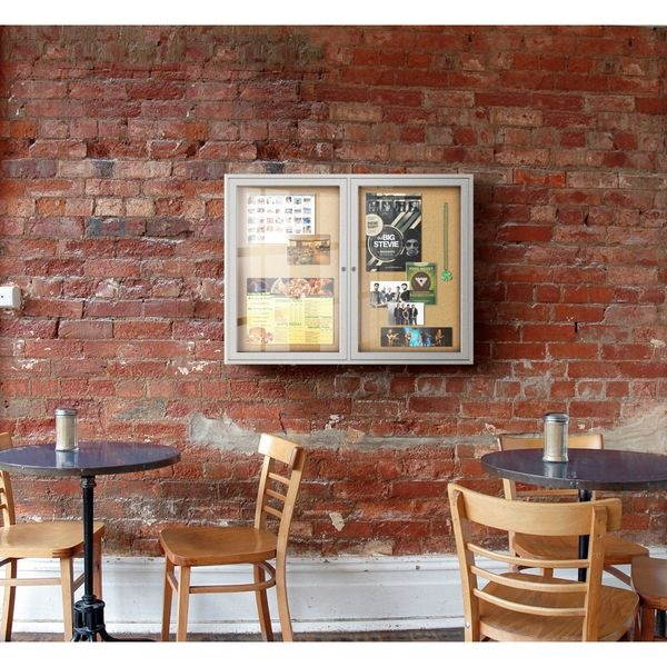 GHENT PA13636K Enclosed Cork Bulletin Board 36x36", 1 Door