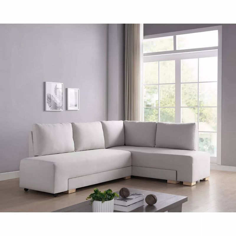 Lester Convertible Sleeper Sectional Sofa Cream - miBasics