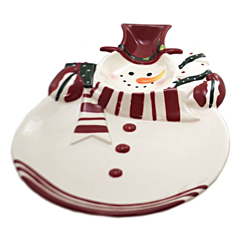 Tabletop 15.5" Snowman Serving Platter Christmas Present Tree Cosmos Gifts Corp.  -  Serving Platters