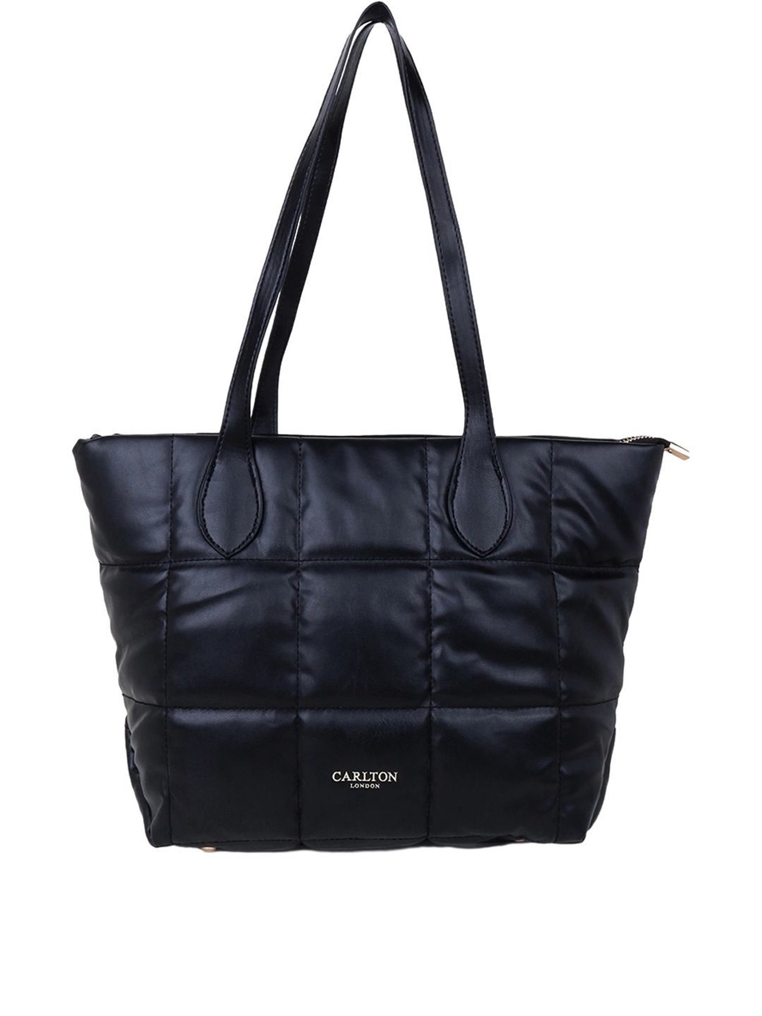 Carlton London Black Textured Large Tote Handbag