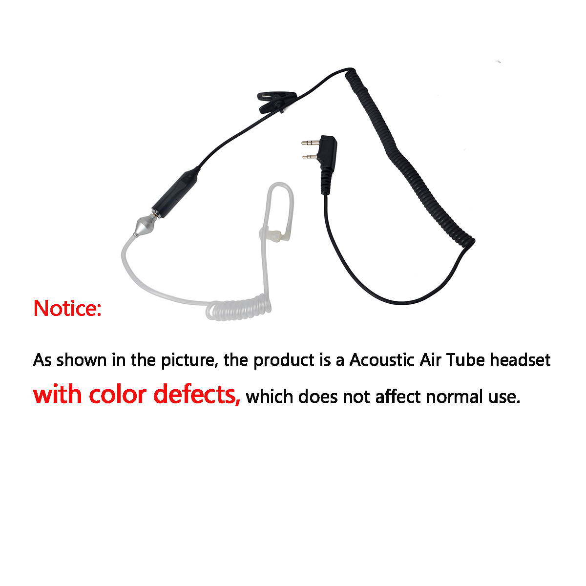 10PCS Air Acoustic Tube Headset Walkie Talkie K Port Earphone PTT With Microphone For Baofeng Radio UV-5R 888s