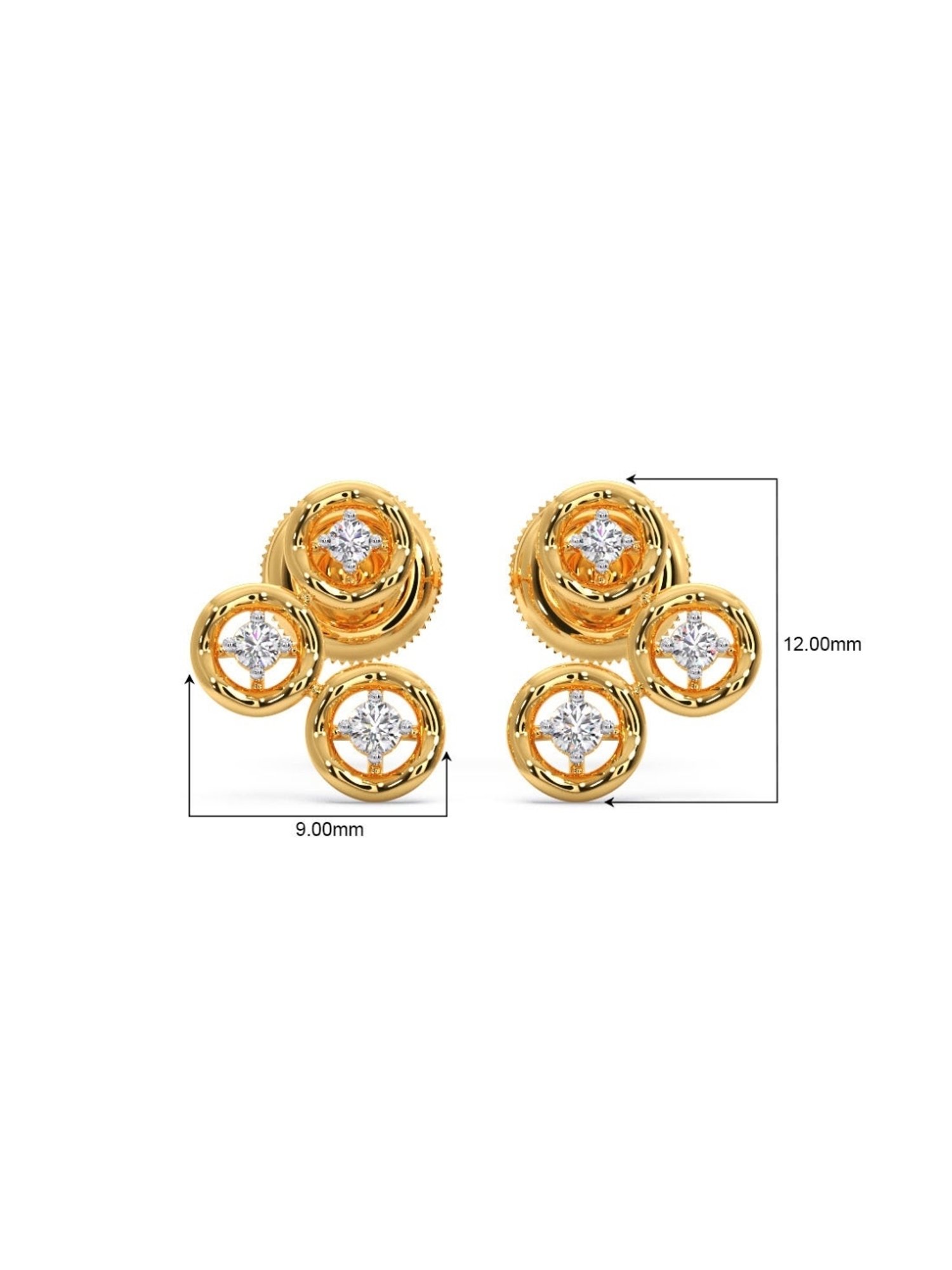 Candere by Kalyan Jewellers Peacock Collection 18k Yellow Gold Diamond Stud Earrings for Women