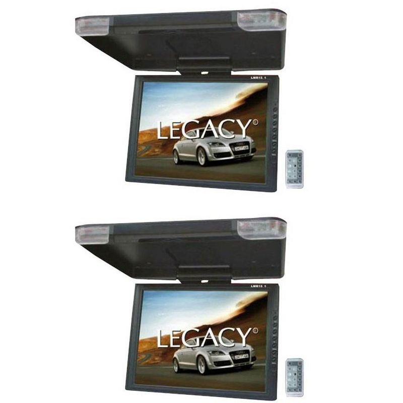 2) LEGACY LMR15.1 15" LCD TFT Car/SUV/TRUCK Flip Down Roof Mount Monitors TV IR