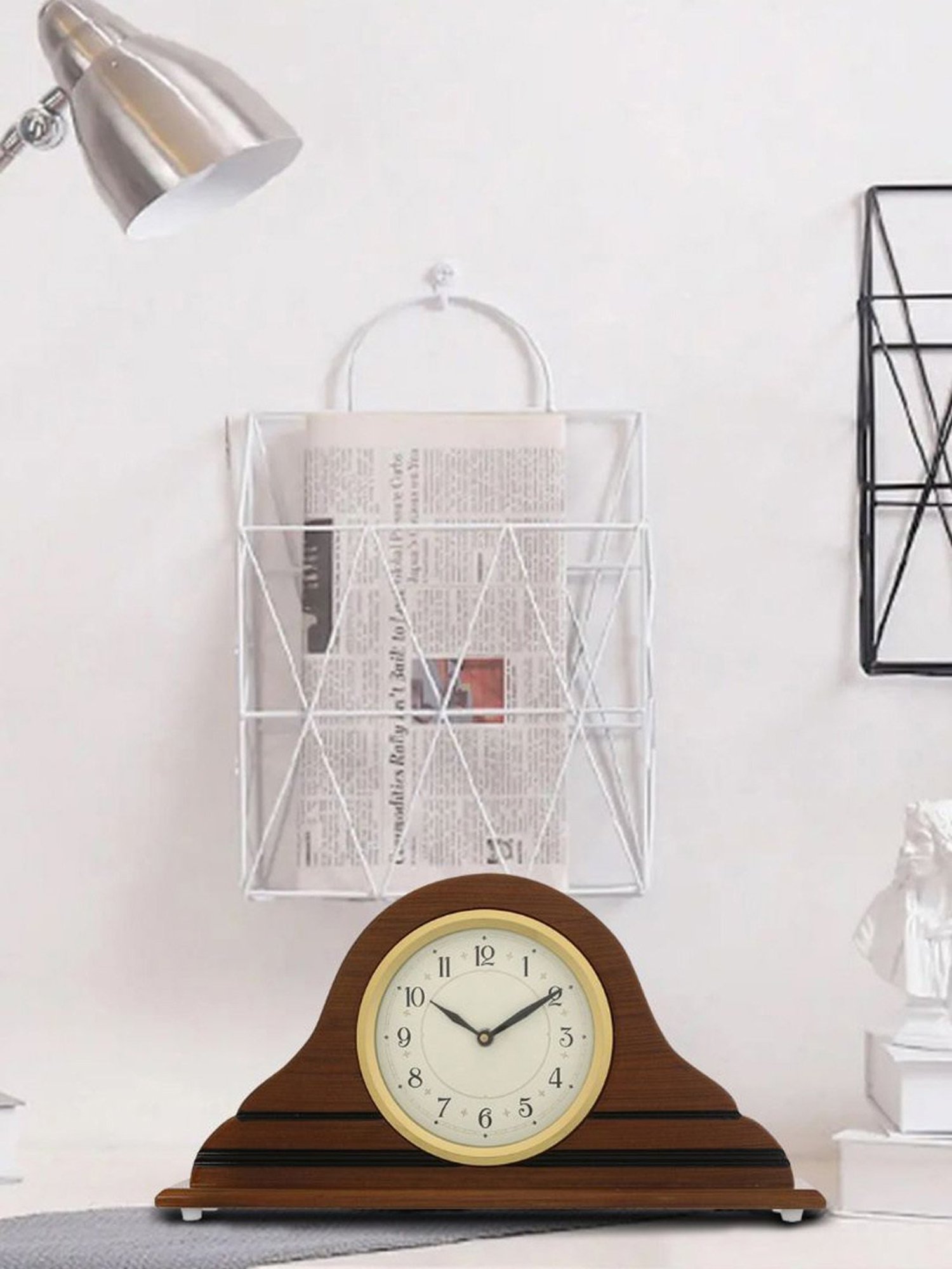 CHRONIKLE Horizontal Brown Wood Table or Desk Clock