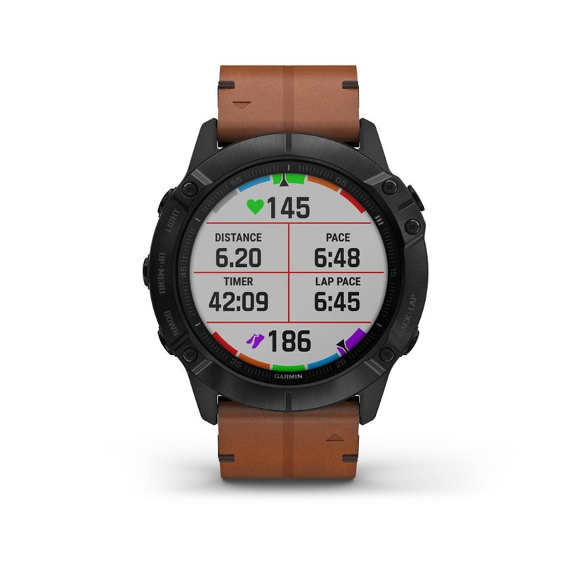 Garmin fenix 6X Sapphire Black - Brown Leather Band