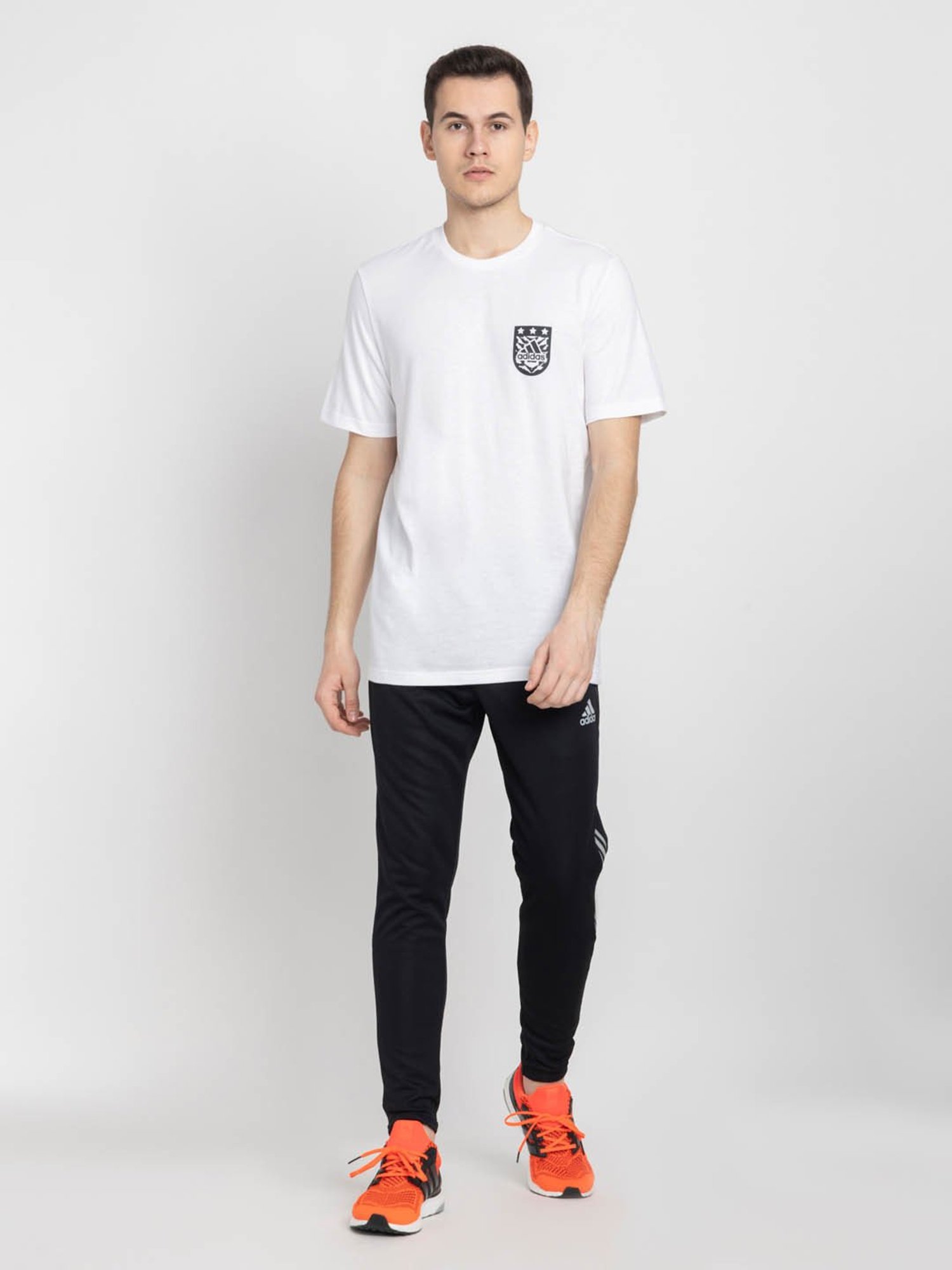 Adidas White Regular Fit Printed Sports T-Shirt