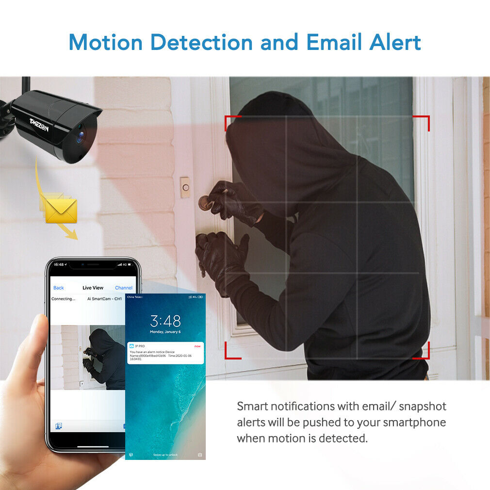 TMEZON Audio 2MP Wireless Security Camera System, 8CH Indoor Outdoor Video Surveillance NVR Systems with 2TB Hard Drive, 8Pcs 1080P Home WiFi IP Cameras, P2P, Waterproof, Night Vision, Remote Access