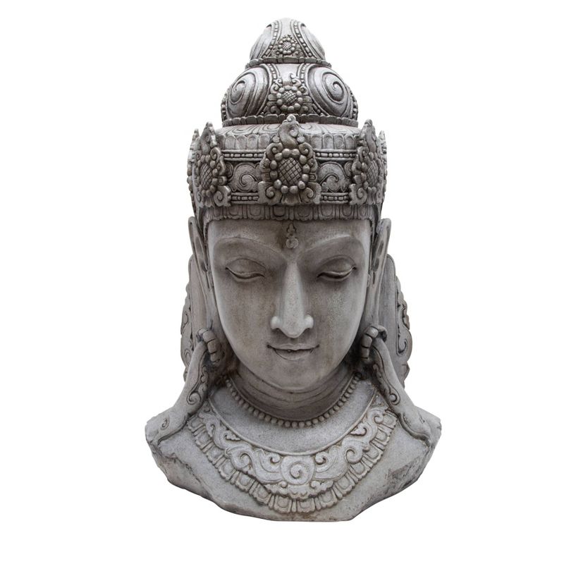 33" Resin Buddha Head Figurine Gray - Sagebrook Home