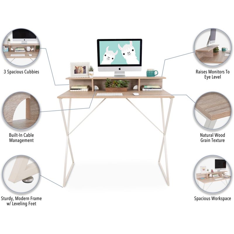 Joy Standing Desk 48" Stand-up Workstation with Cubbies - Wood Grain Finish - Stand Steady