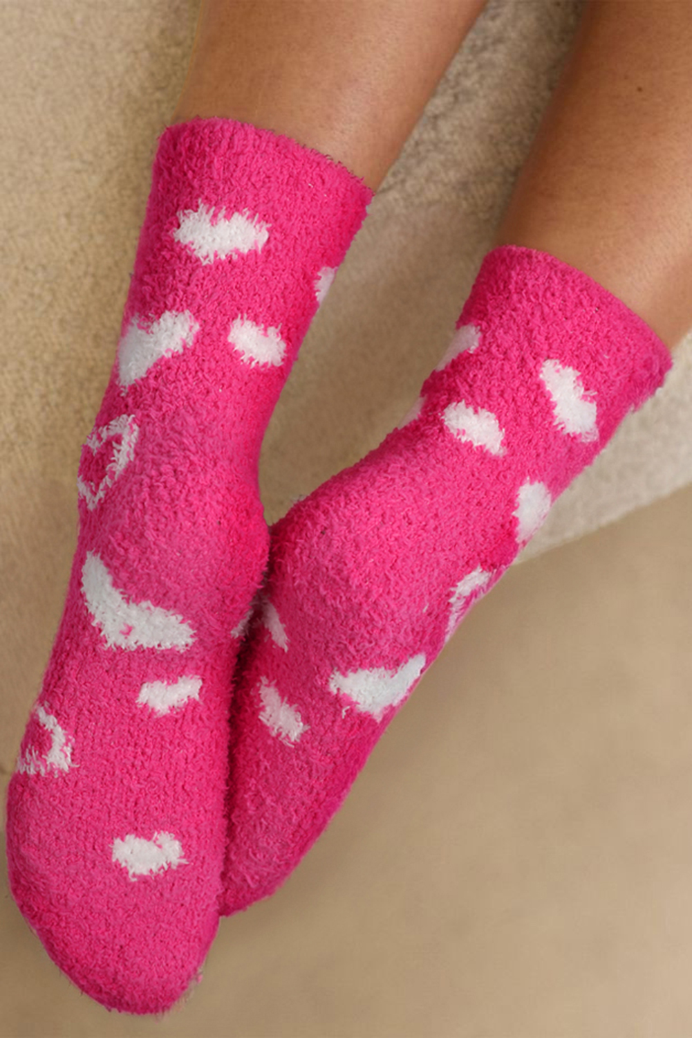 Strawberry Pink Valentine Heart Print Socks