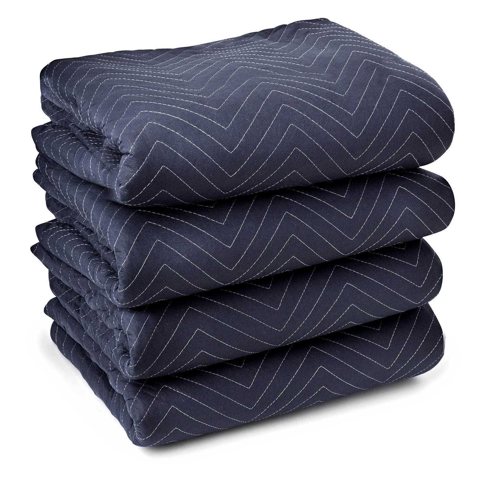 Sure-Max 4 Moving & Packing Blankets - Pro Economy - 80" x 72" (35 lb/dz weight) - Professional Quilted Shipping Furniture Pads Navy Blue and Black