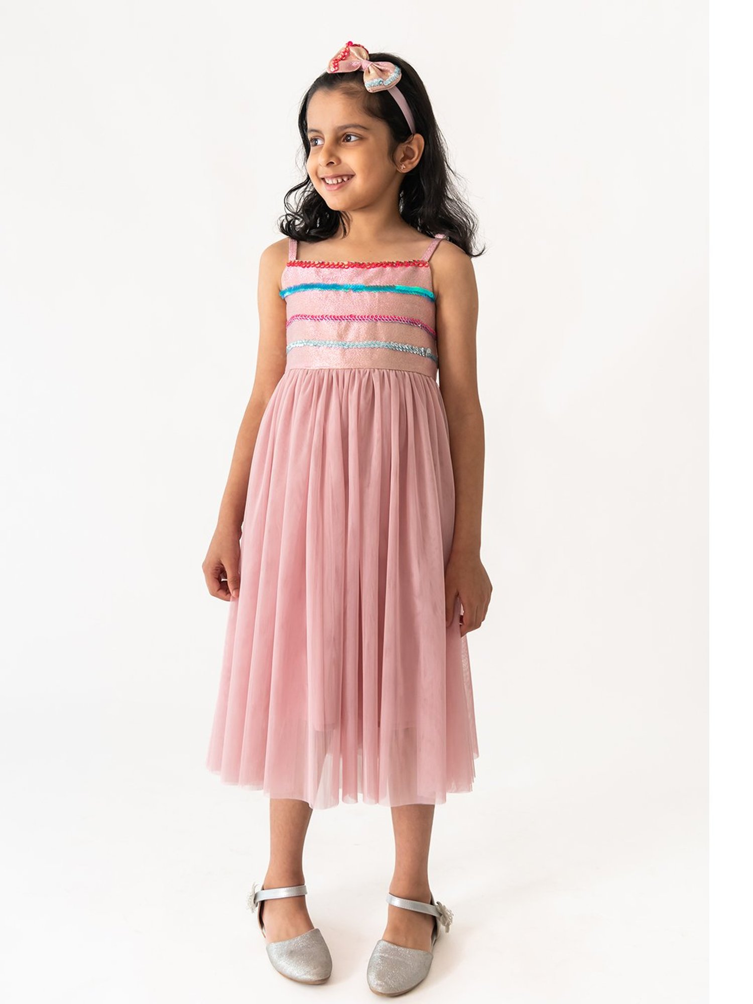 A Little Fable Kids Pink Embellished Dress