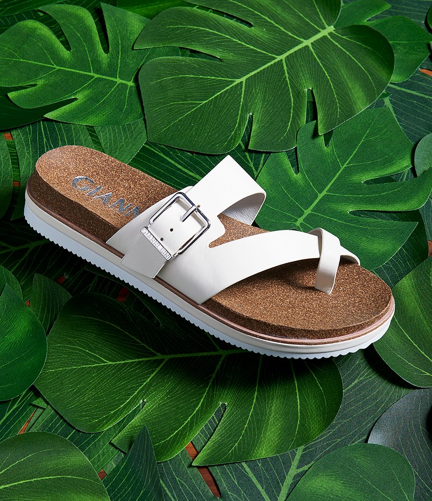 Gianni Bini Klaudy Leather Buckle Toe Loop Sandals