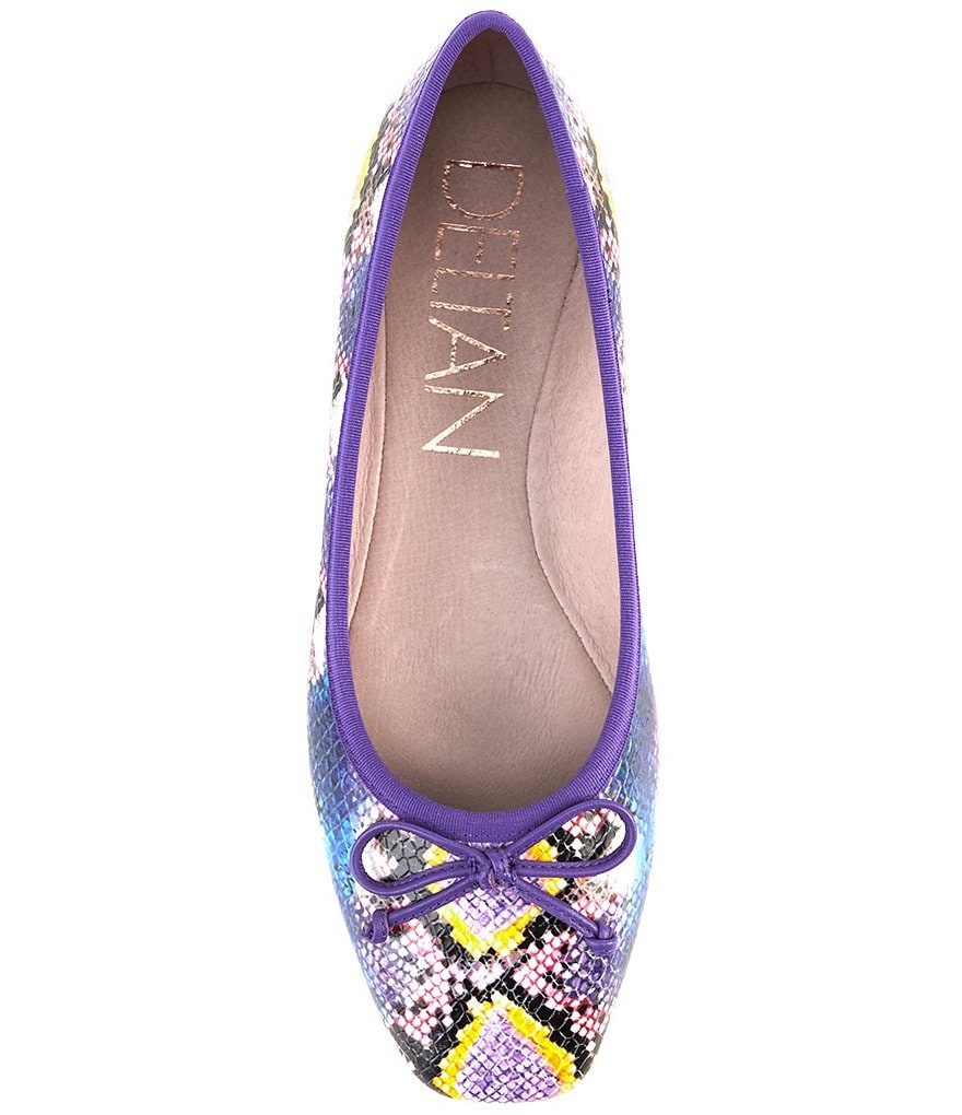 Deltan Quinn Snake Print Square Toe Ballet Flats