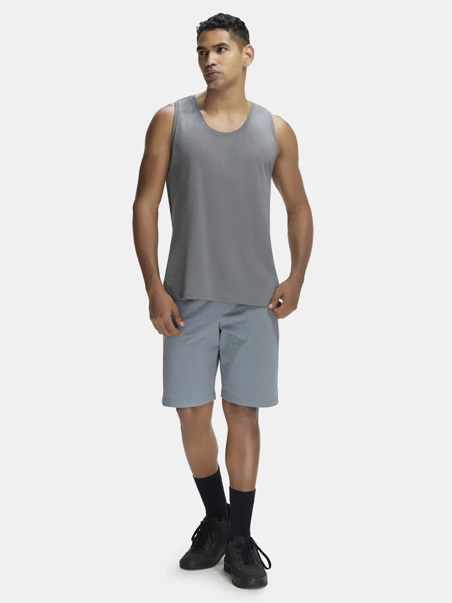 Jockey SP26 Grey Super Combed Cotton Rich Shorts with Side Pocket